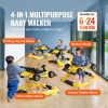 VEVOR 4-in-1 Baby Walker, Foldable Baby Activity Center on Wheels, Adjustable Height, Light, Steering Wheel