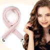 Satin heatless hair curler, Lazy Natural Soft Wave DIY heatless curls for Sleep in Overnight, for All Hair Types - Pink