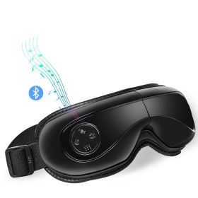 VEVOR Heated Eye Massager Eye Care Device 5 Modes Bluetooth Music 180° Foldable (Color: Black, Control Type: Push-button)